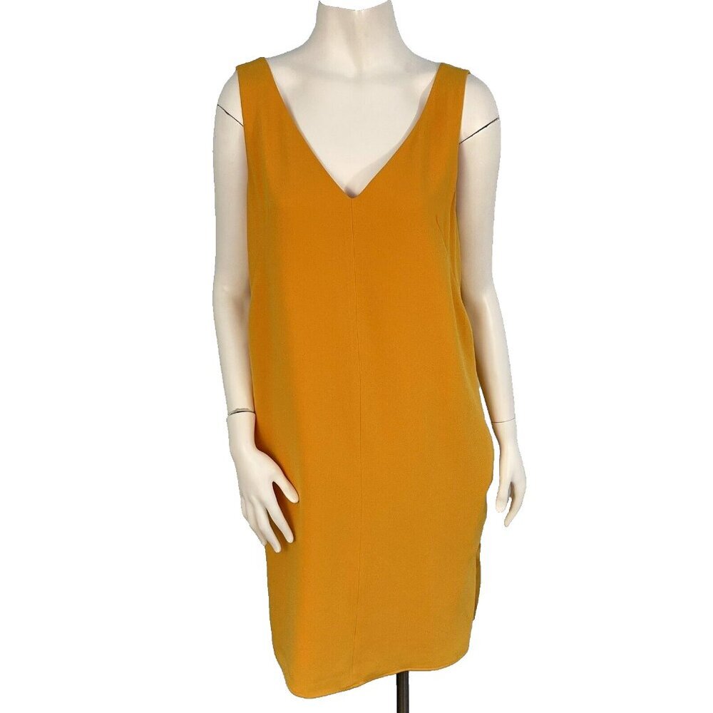 Jenni Kayne Sleeveless V-Neck Shift Mini Dress Size Small Marigold Classic Party